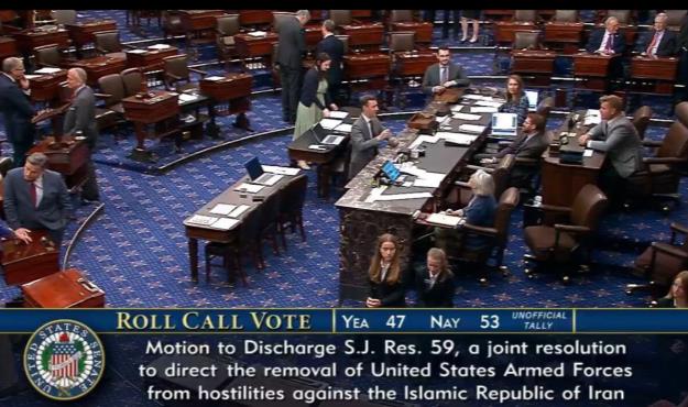  سنا کاهش اختیارات ترامپ درباره جنگ با ایران را رد کرد