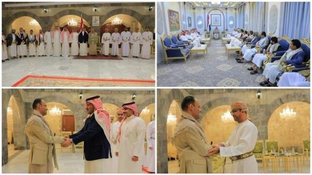  دیدار رئیس شورای عالی سیاسی یمن با هیئت سعودی و عمانی